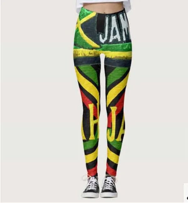 Rasta jah Jamaican Leggings at Rastaseed.com. Rastafarian Reggae Merchandise an Clothing