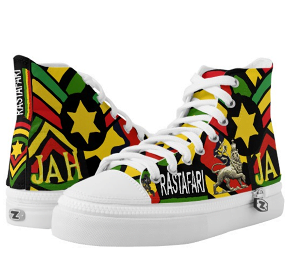 One Drop Rastafarian Hi Top Sneakers. Rasta Shoes at rastaseed.com