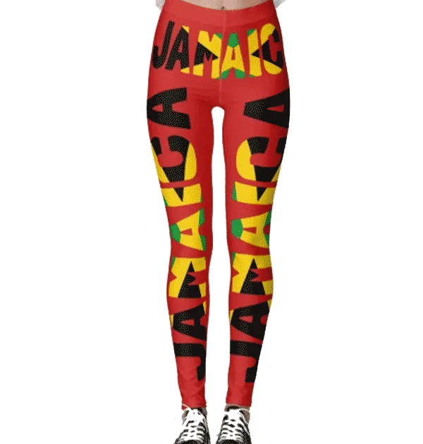 Jamaican Flag Red Leggings Rastaseed Rastafarian Reggae Merchandise Clothing and Shoes