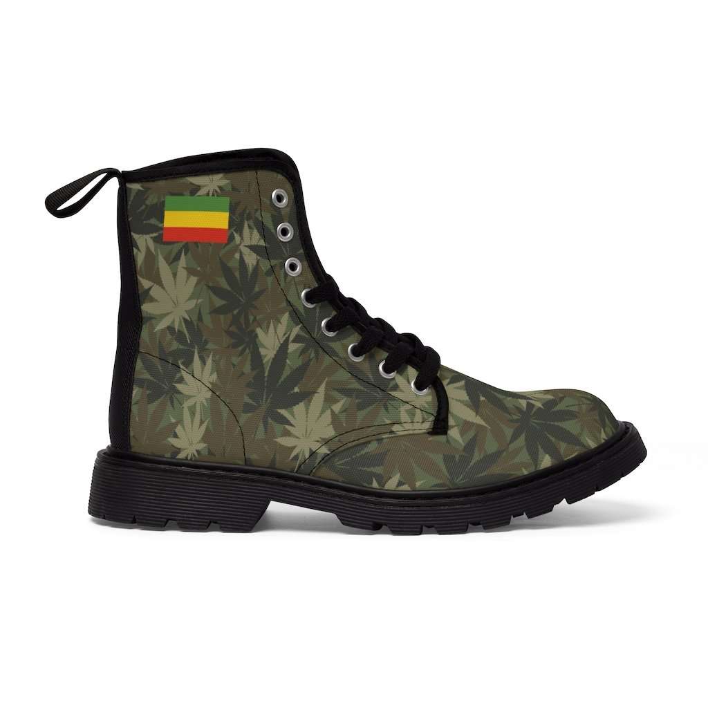 Rasta Gideon Boots Hemp Leaf Camouflage Pattern Rastaseed original Rastafarian Jamaican and Reggae clothing merchandise and gear.