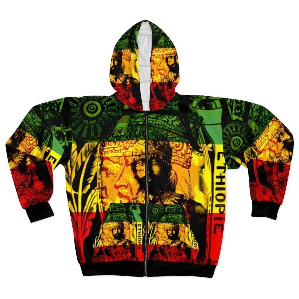 Natural Mystic Haile Selassie Rasta Unisex Zip Hoodie - Image 2