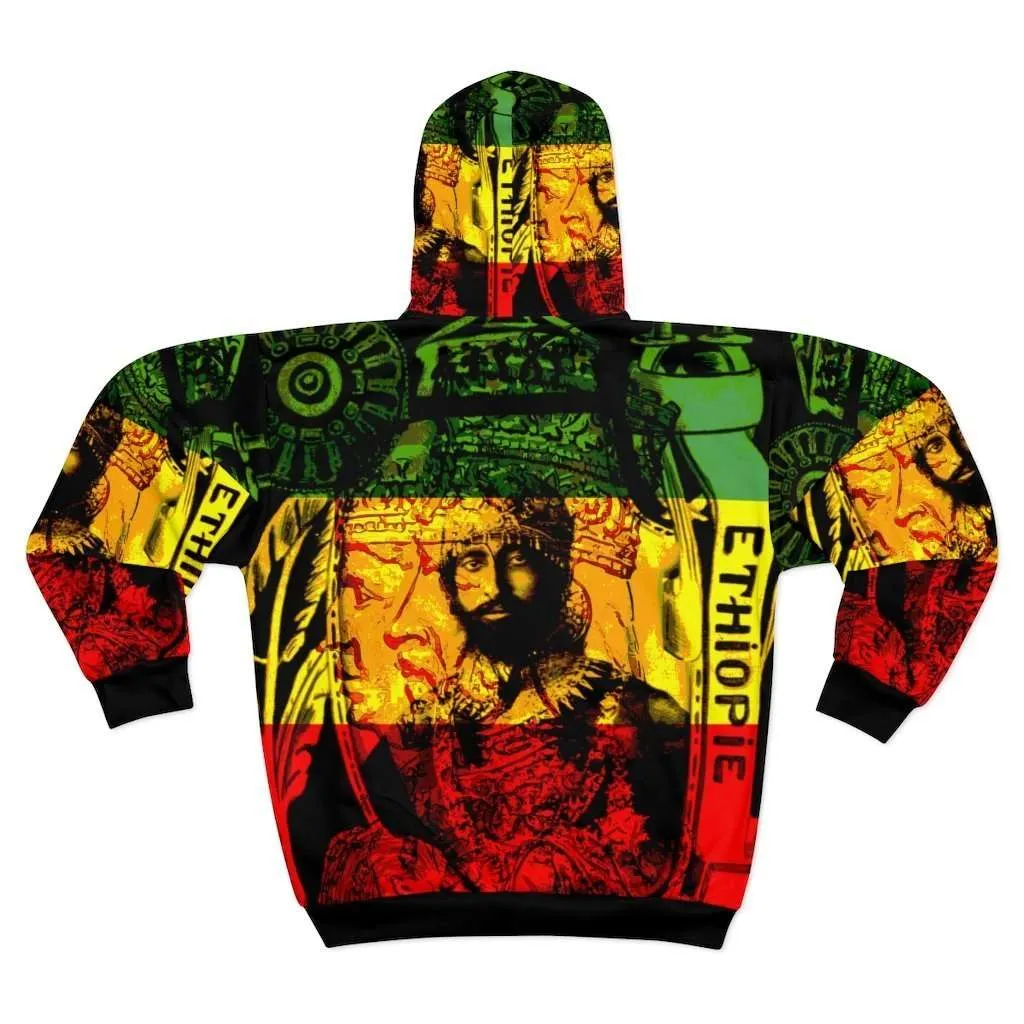 Natural Mystic Haile Selassie Rasta Unisex Zip Hoodie - Image 3