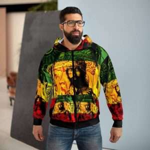 Selassie Natural Mystic all over print zip up hoodie