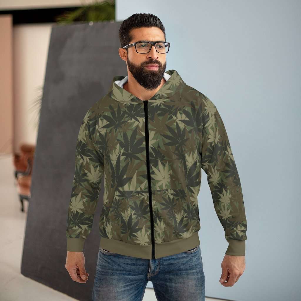 Hemp Camouflage Hoodie in Cannabis sativa camo pattern. Rastaseed original Jamaican Rastafarian Reggae merchandise, clothing and gear.
