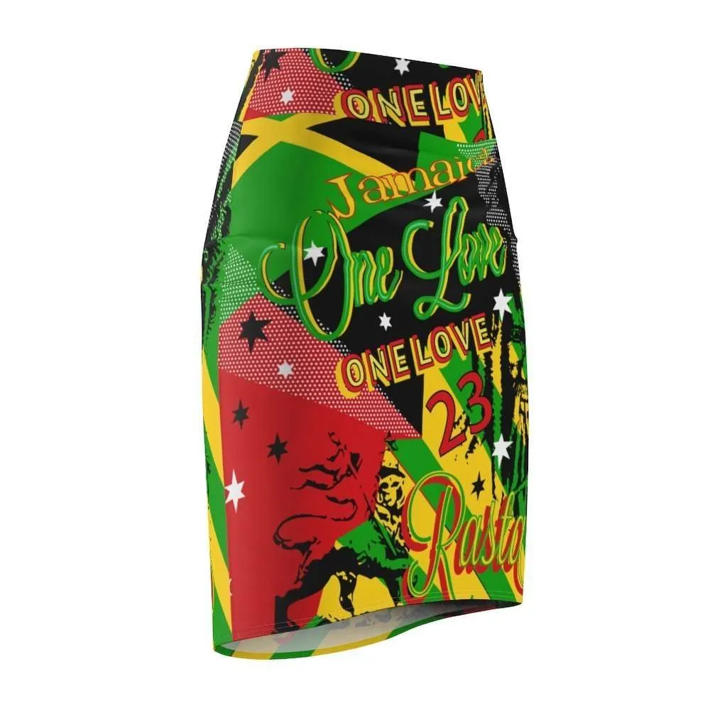 Reggae Rasta Party Pencil Skirt
