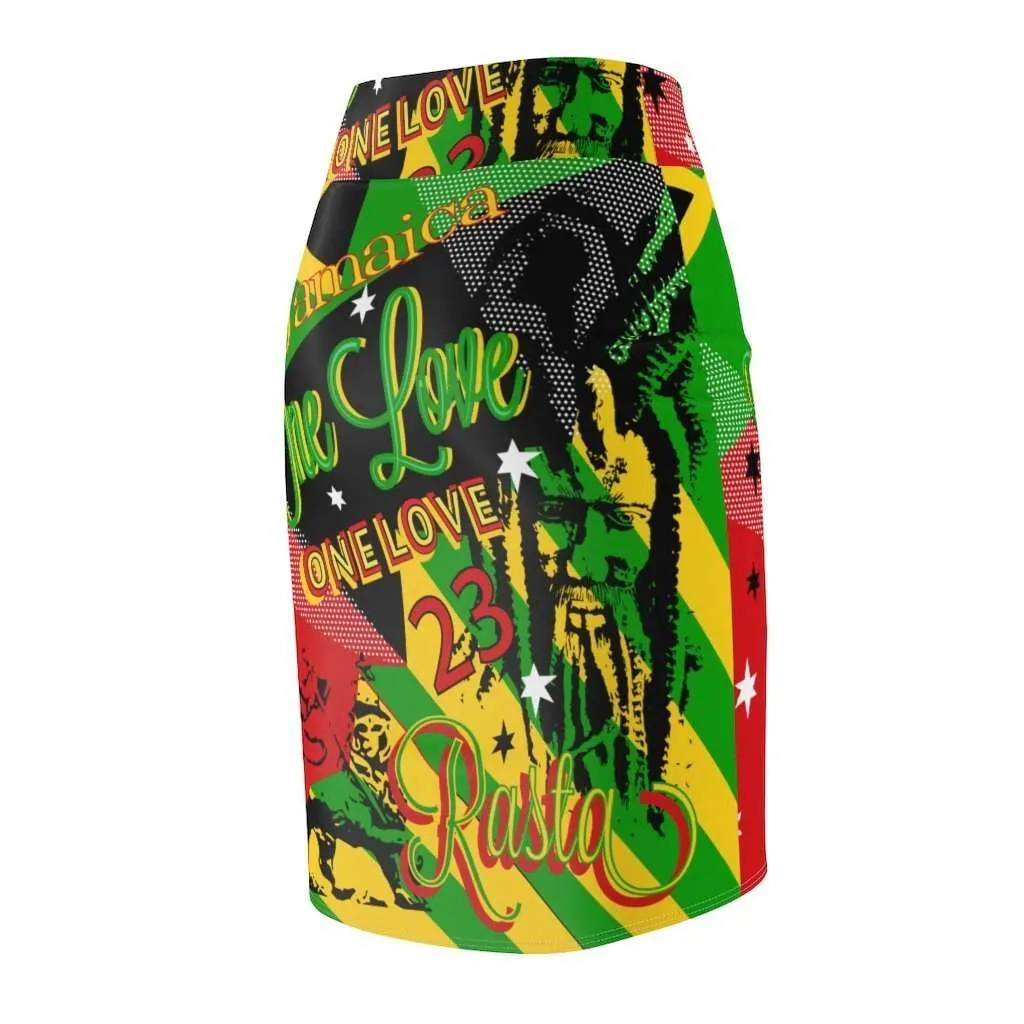 Reggae Rasta Party Pencil Skirt