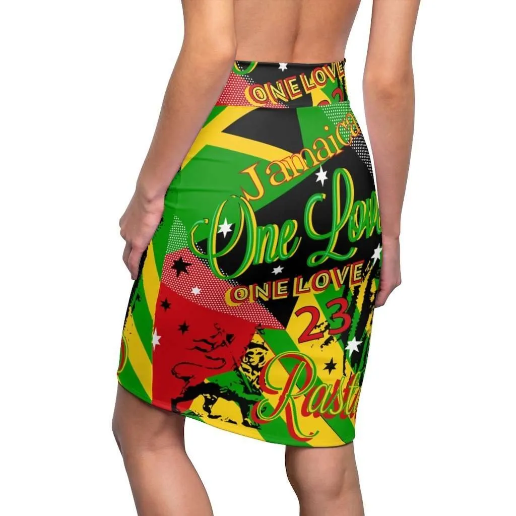 Reggae Rasta Party Pencil Skirt