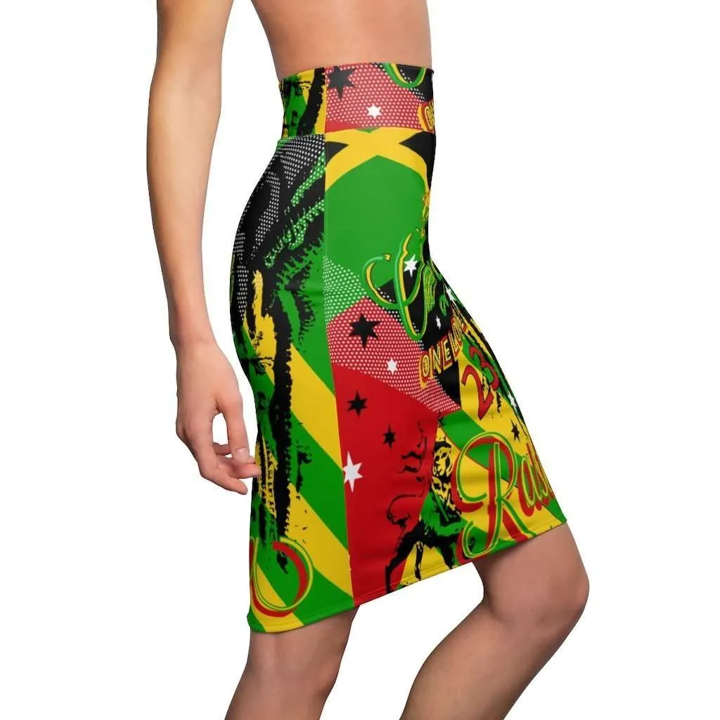 Reggae Rasta Party Pencil Skirt
