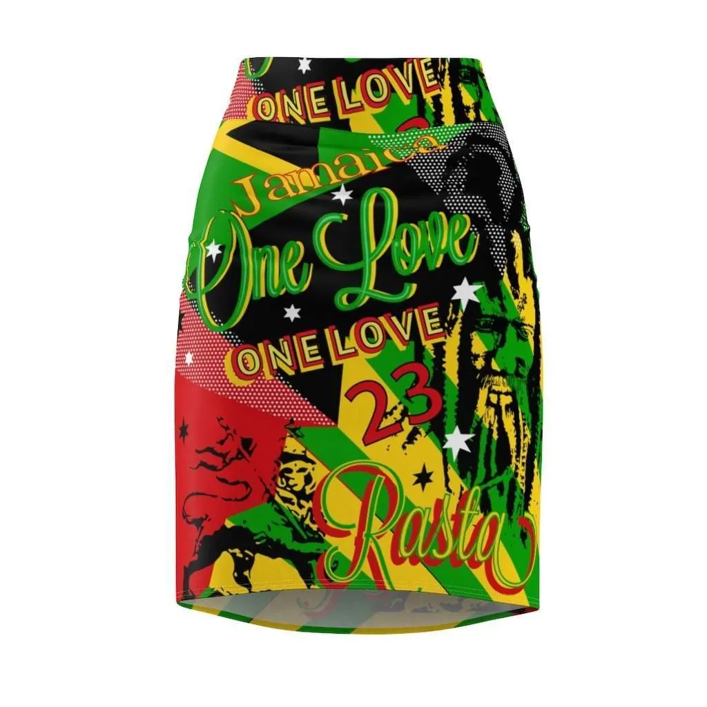 Reggae Rasta Party Pencil Skirt
