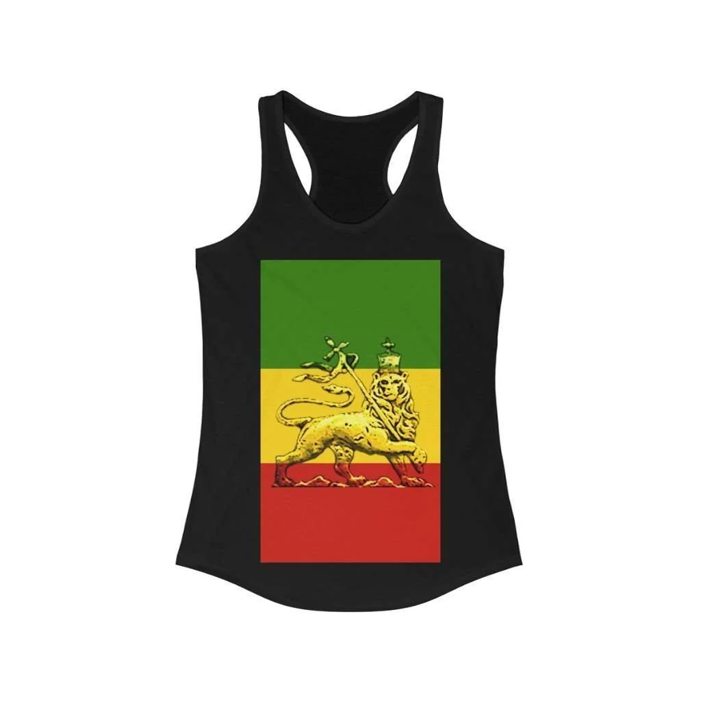 Conquering Lion of Judah black womens racerback tank top