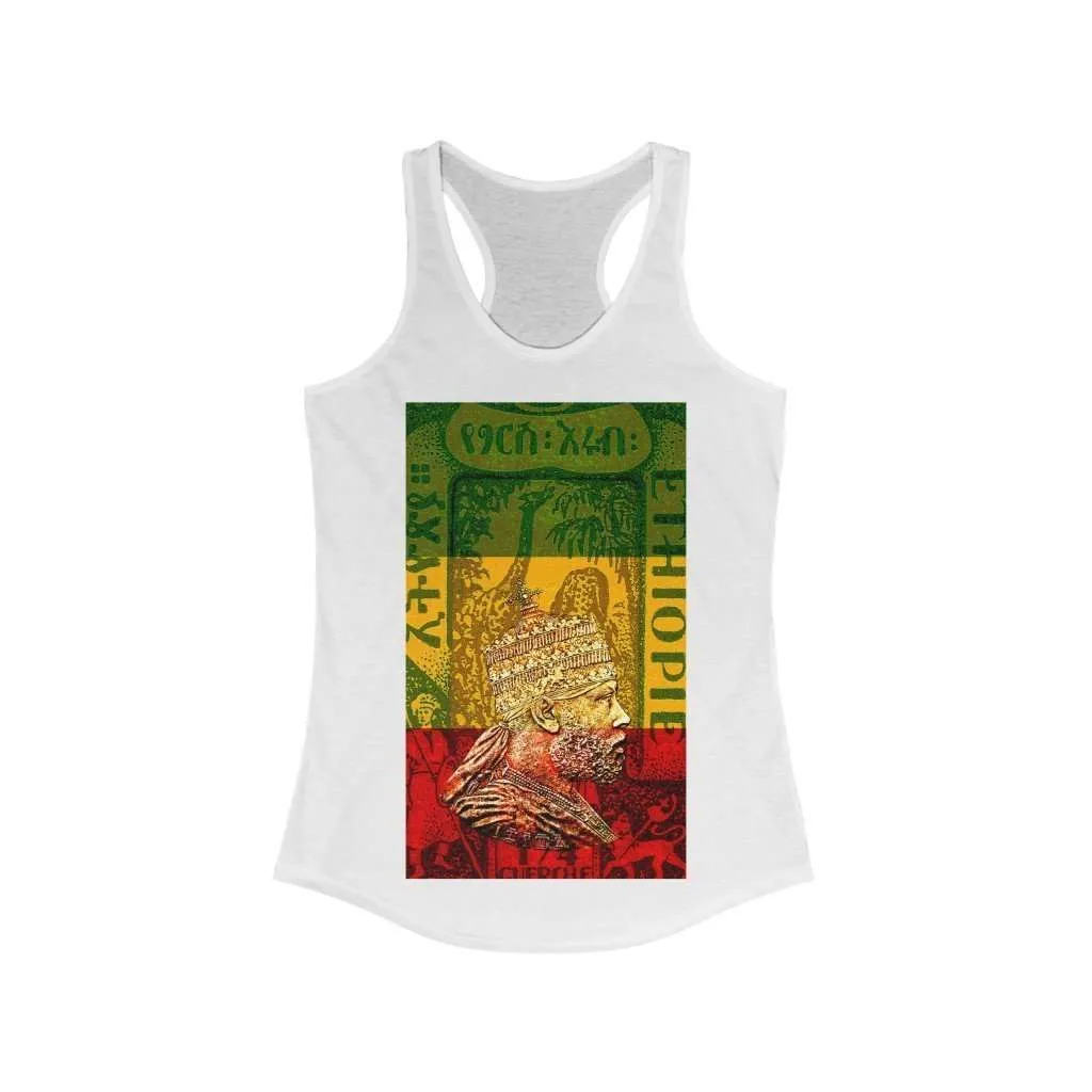 King Menelik Womens Racerback White Tank Rastaseed clothing and blog