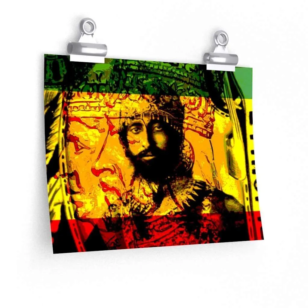 Haile Selassie Posters in vivid print design of Empress Menen and Haile Selassie at Rastaseed.com. Many sizes available.