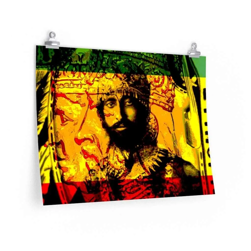 Haile Selassie Posters in vivid print design of Empress Menen and Haile Selassie at Rastaseed.com. Many sizes available.