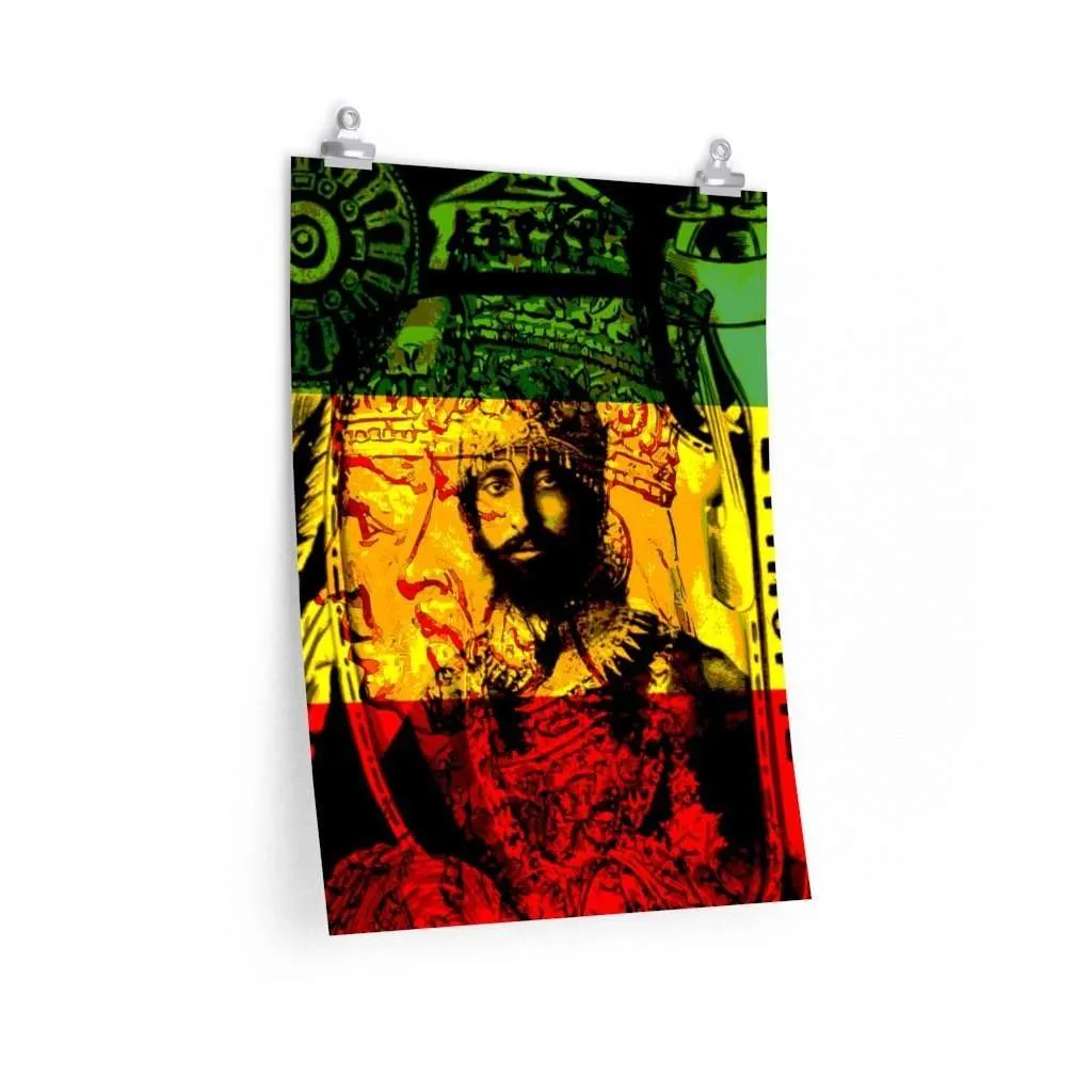 Haile Selassie Posters in vivid print design of Empress Menen and Haile Selassie at Rastaseed.com. Many sizes available.