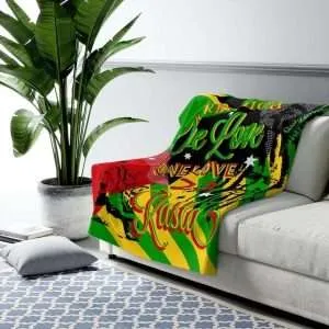 Rasta Reggae Party Sherpa Fleece Blanket in vivid all over print design at Rastaseed Jamaican Reggae and Rastafarian merchandise.