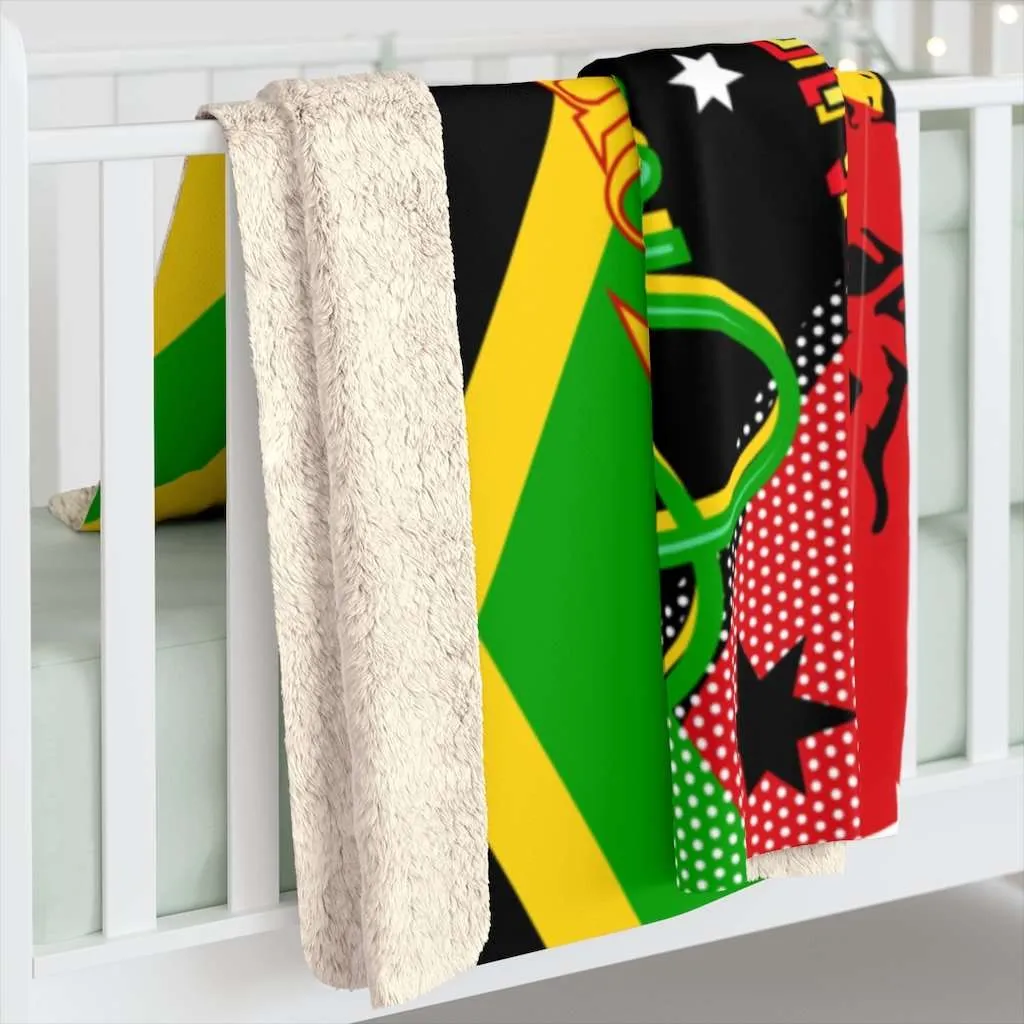 Rasta Reggae Party Sherpa Fleece Blanket in vivid all over print design at Rastaseed Jamaican Reggae and Rastafarian merchandise.
