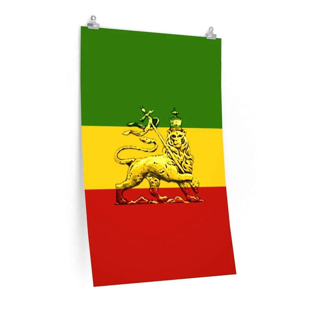 Lion of Judah Rasta Posters in vivid print design with a matter finish. Original Rasta colored design at Rastaseed.com