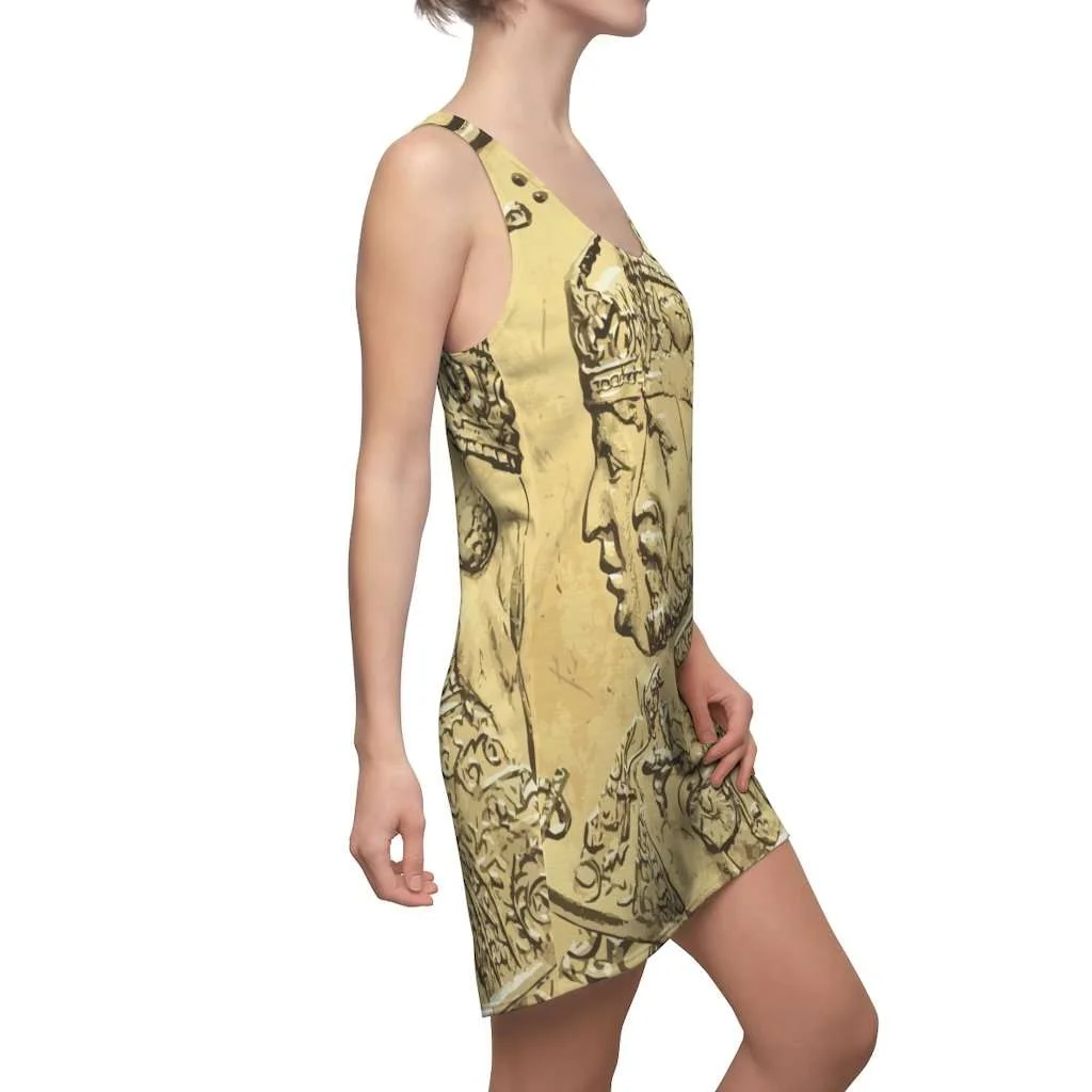 Haile Selassie Golden Womens Racerback Dress female model right side view Rastaseed clothing blog