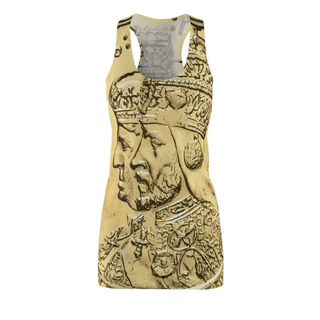 Haile Selassie Golden Womens Racerback Dress front view Rastaseed clothing blog