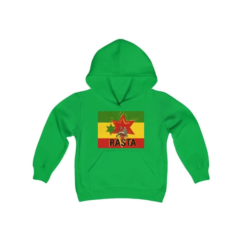 Rasta Youth Hoodie Green Cotton Blend Rasta clothing merchandise at Rastaseed.com