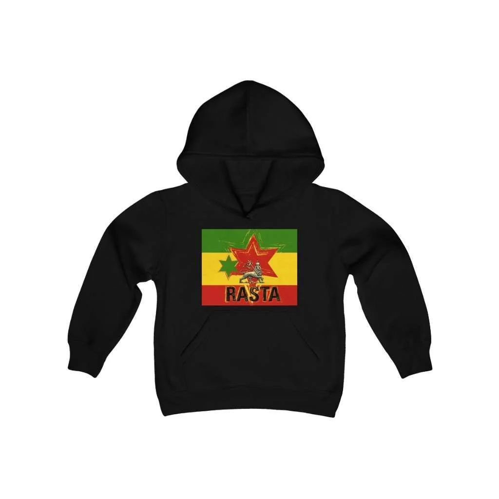 Rasta Youth Hoodie Black Cotton Blend Rasta clothing merchandise at Rastaseed.com