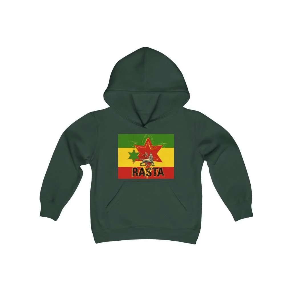 Rasta Youth Hoodie Forest Green Cotton Blend Rasta clothing merchandise at Rastaseed.com