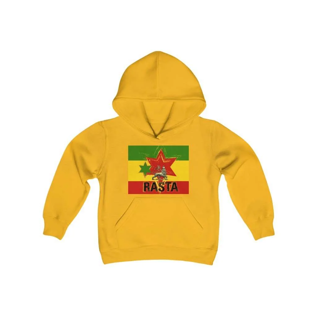 Rasta Youth Hoodie Yellow Cotton Blend Rasta clothing merchandise at Rastaseed.com