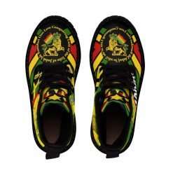 Reggae Stepper Boots Top View Rastafarian Jamaican Lion of Judah Boots in Rasta colors at Rastaseed merchandise and clothing shop.