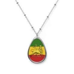 Lion of Judah Rasta oval necklace at Rastaseed Rastafarian Jamaican and Reggae merchandise and clothing