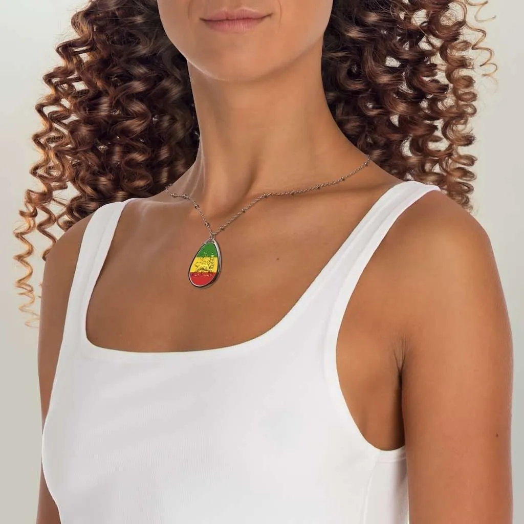 Lion of Judah Rasta Oval Necklace - Image 5