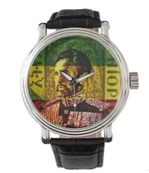 Haile Selassie Watch in Red Gold Green at Rastaseed.com clothing and merchandise