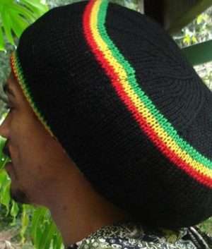 Rasta Black Wool Dreadlock Tam at Rastagearshop.com. Handkniitted in the Reggae colors this product is made from the finest Merino wool in Australia.