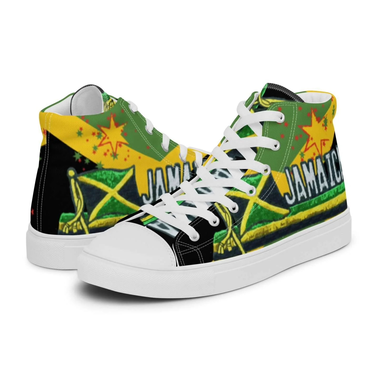 Jamaican mens shoes canvas hi tops in Jamaican design