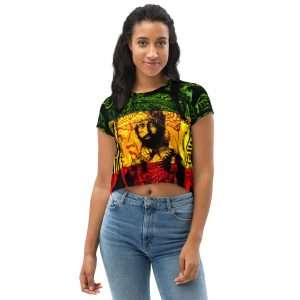 Natural Mystic Haile Selassie Crop Tee in Rasta colors. Rastaseed online store. Dresses, tops, skirts, swimwear, shoes and more.