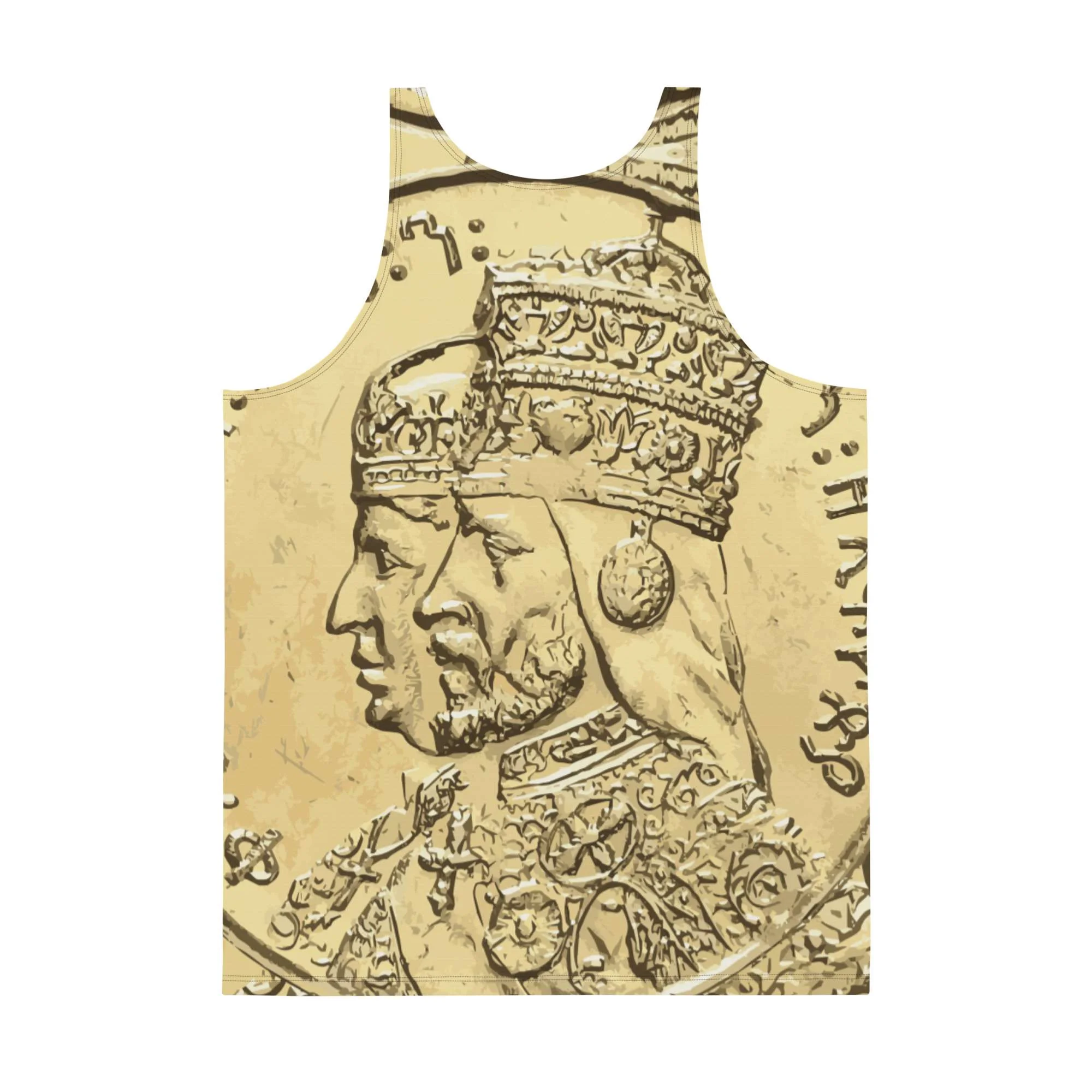 Haile Selassie Empress Menen Tank Top back view in original Rastaseed design. Soft fabric and relaxed fit for hot weather. Rastaseed merchandise and clothing.