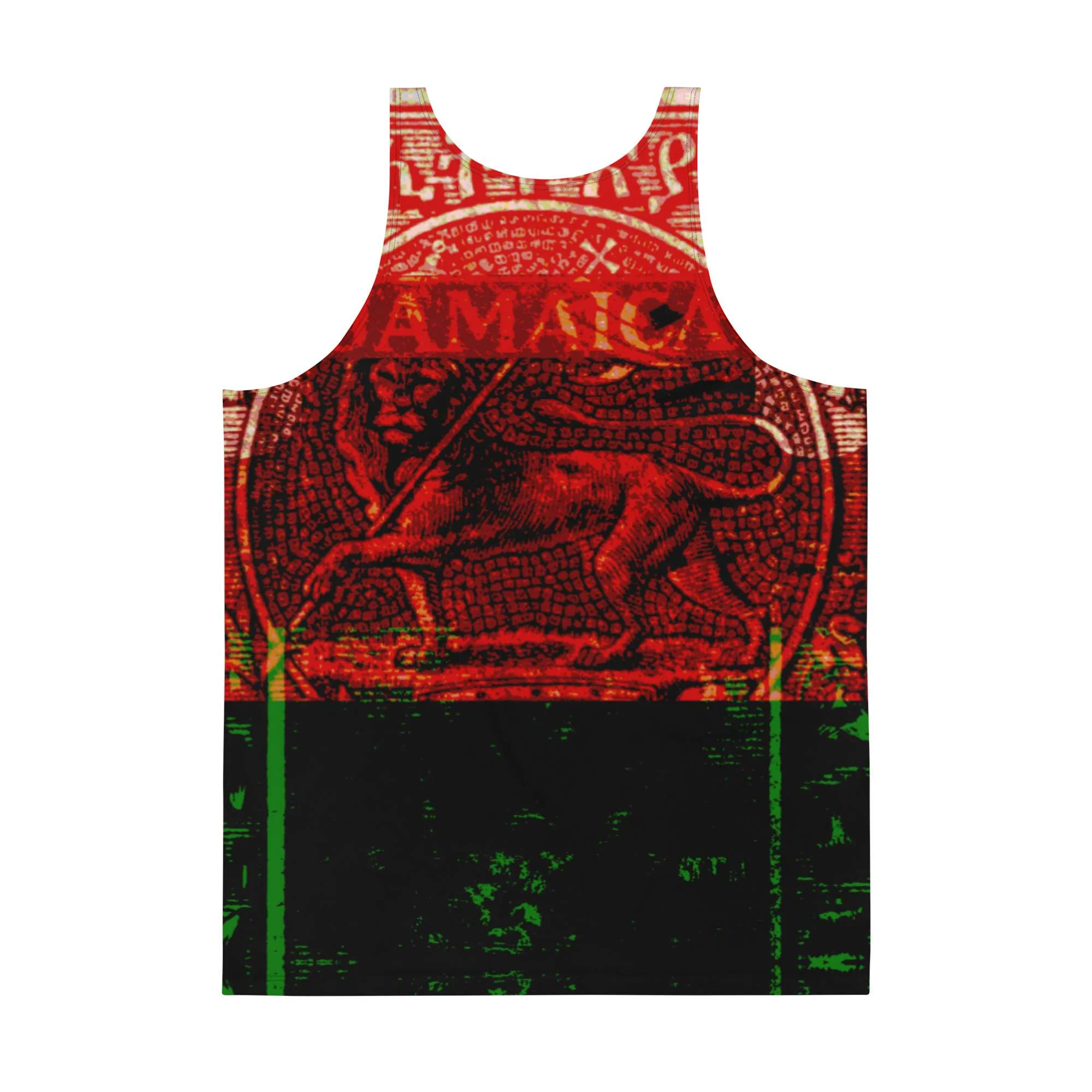 Garvey Revolutionary Tank Top back view in Afro American colors with Marcus Garvey graphics. Rastaseeds Jamaican and Rastafarian merchandise.
