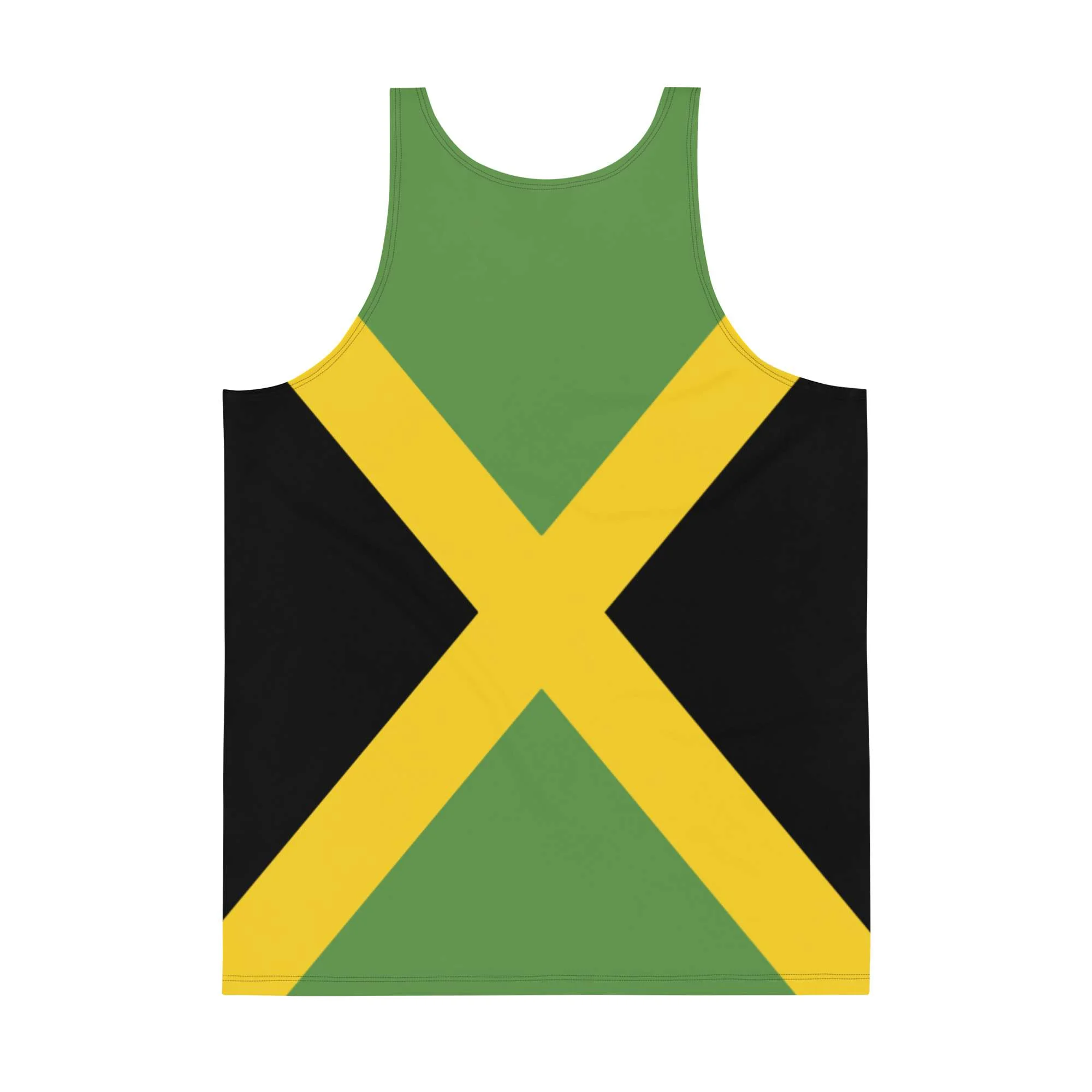 Jamaican Lion Tank Top back view in the Jamaica colors with fierce lion on the front. Rastaseed original merchandise and designs on clothing and accessories.