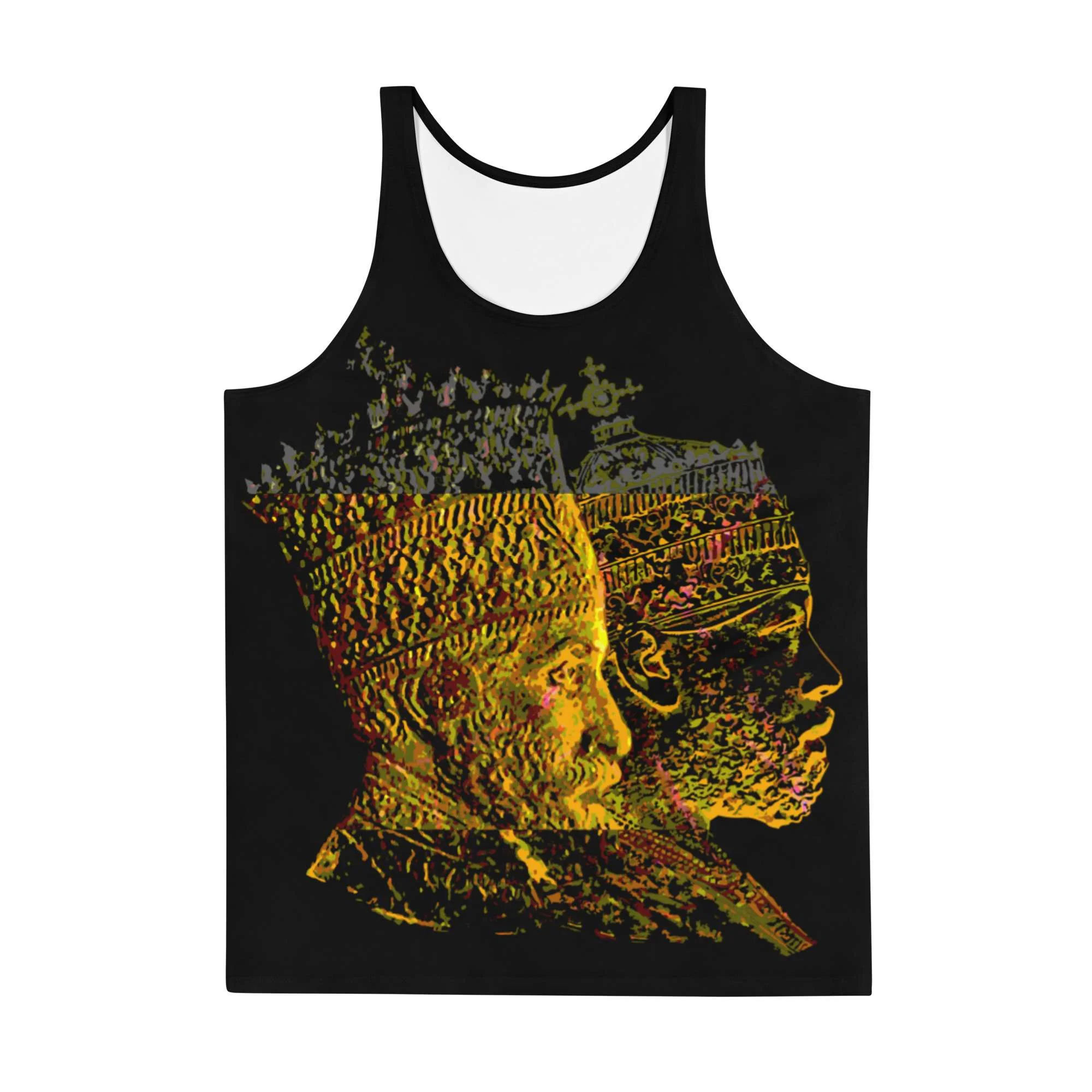 Selassie Menelik Tank Top in mystical design. Soft fabric and relaxed fit to make you feel cool and comfortable in hot weather.