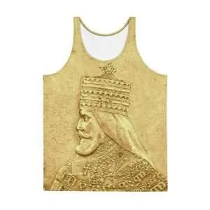 Haile Selassie Ancient Amharic Tank Top in soft fabric and relaxed fit. Rastaseed Rastafarian Jamaican and Reggae merchandise.
