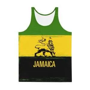 Jamaica Lion Tank Top in Jamaican colors with Lion of Judah. Soft fabric and relaxed fit for hot Summer weather. Rastaseed merchandise and clothing store.