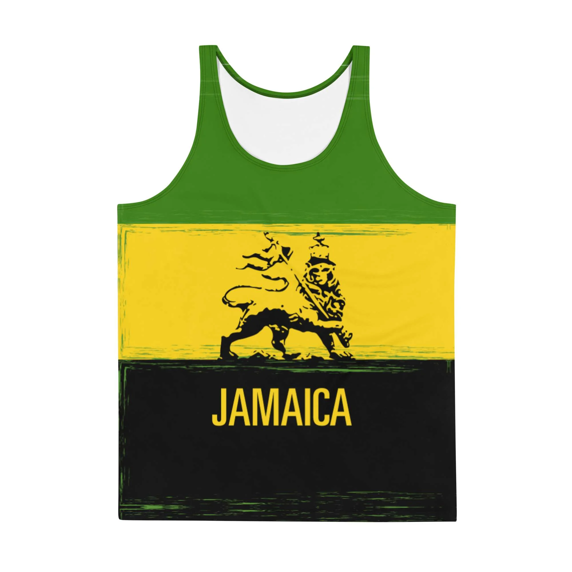 Jamaica Lion Tank Top in Jamaican colors with Lion of Judah. Soft fabric and relaxed fit for hot Summer weather. Rastaseed merchandise and clothing store.