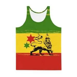 Rasta Tank Top in Rastafarian colors with Lion of Judah design. Soft fabric and relaxed fit will make you cool and comfortable in hot weather.