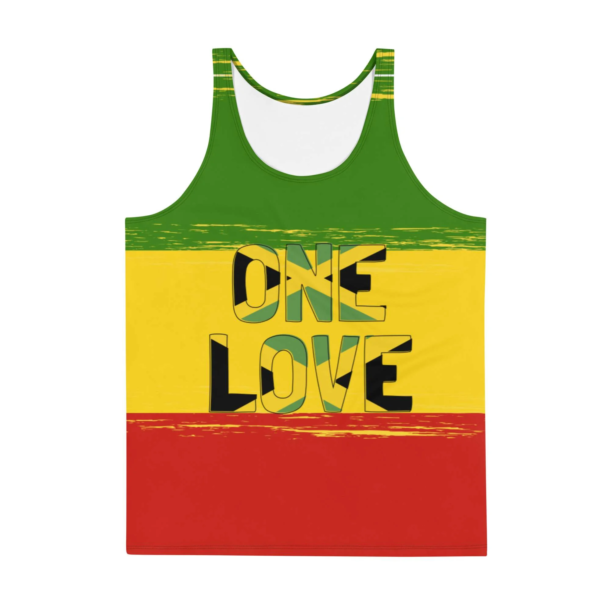 One Love Tank Top in Rasta colors. Soft fabric and relaxed fit will feel cool and comfortable in Summer weather. Rastaseed merchandise and clothing.