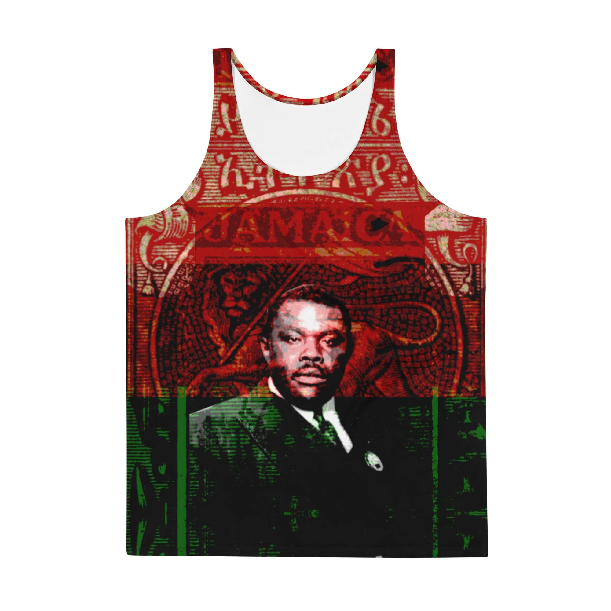 Garvey Revolutionary Tank Top in Afro American colors with Marcus Garvey graphics. Rastaseeds Jamaican and Rastafarian merchandise.