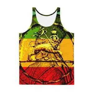 Lion of Judah Tank Top in Rasta colors and vibrant design. Rastaseed original merchandise clothing accessories shoes and gear.