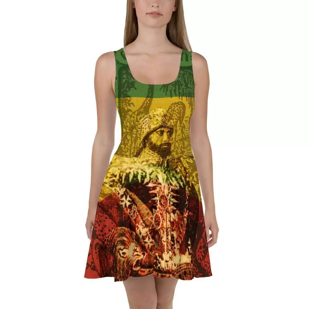Haile Selassie Skater Dress. Original Rastafarian Reggae and Jamaican clothing, shoes, accessories and merchandise online.
