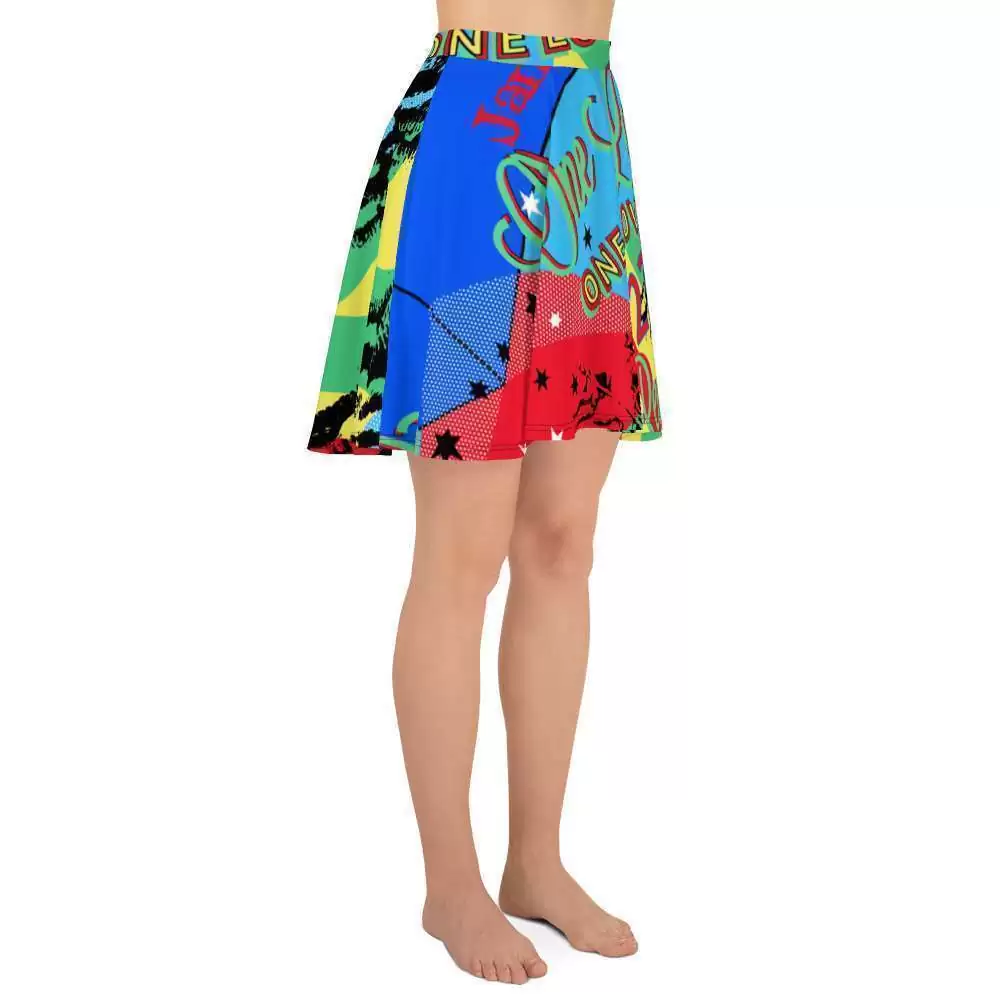 One Love Reggae Party Skater Skirt right side view