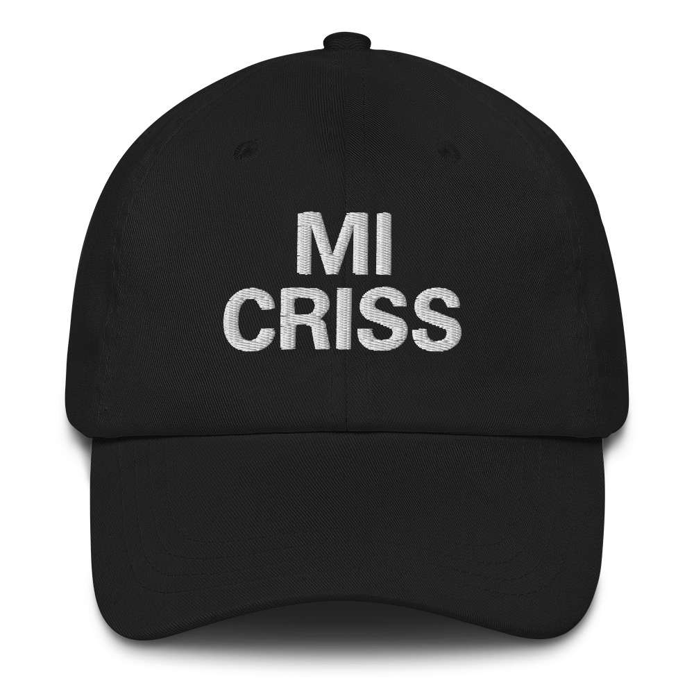 Mi Criss Jamaican Patois Cap front view black available in khaki camouflage and black dad hat style. Authentic Jamaican merchandise and clothing at Rastaseed.