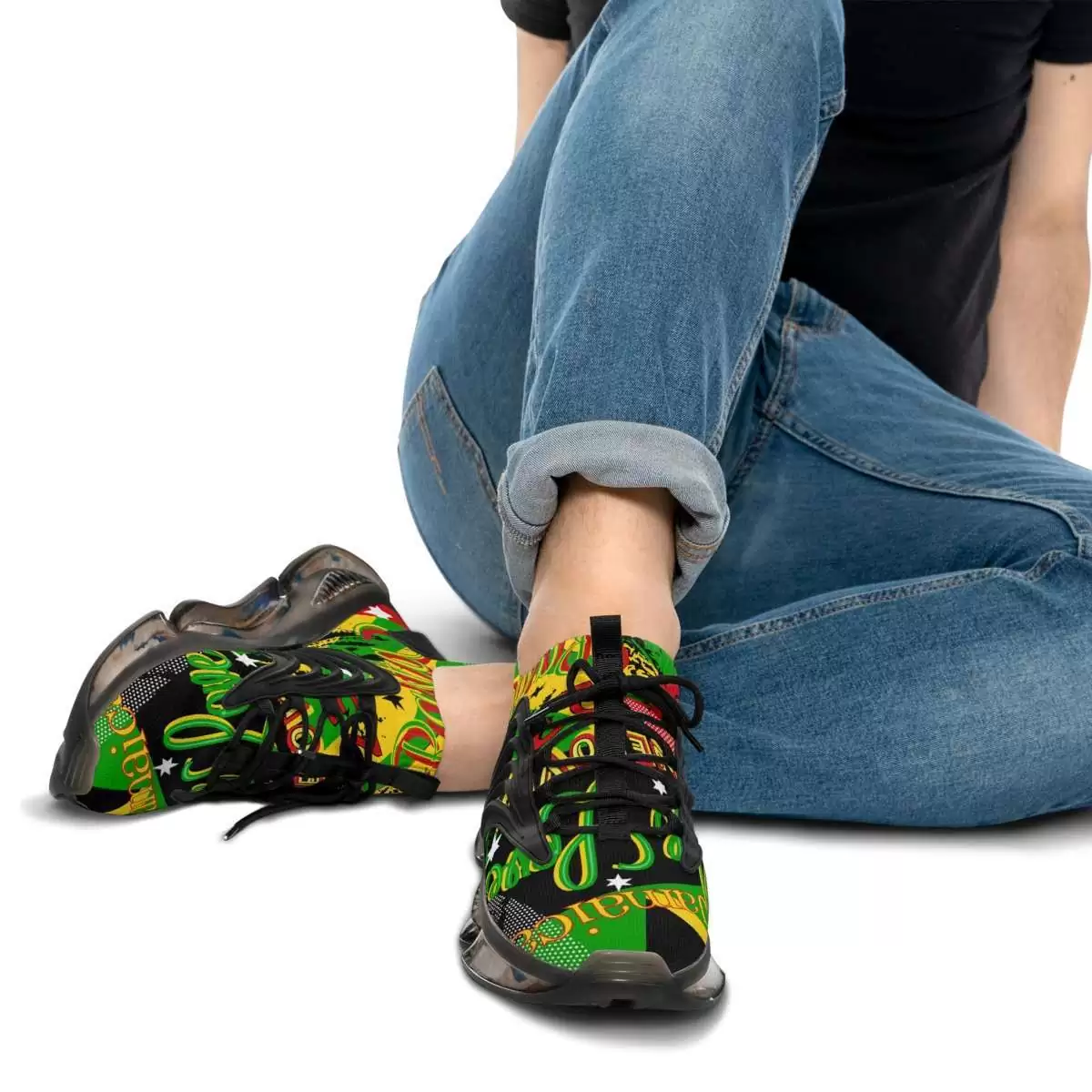 Rasta One Love Jamaica Men's Mesh Sports Sneakers - Image 9