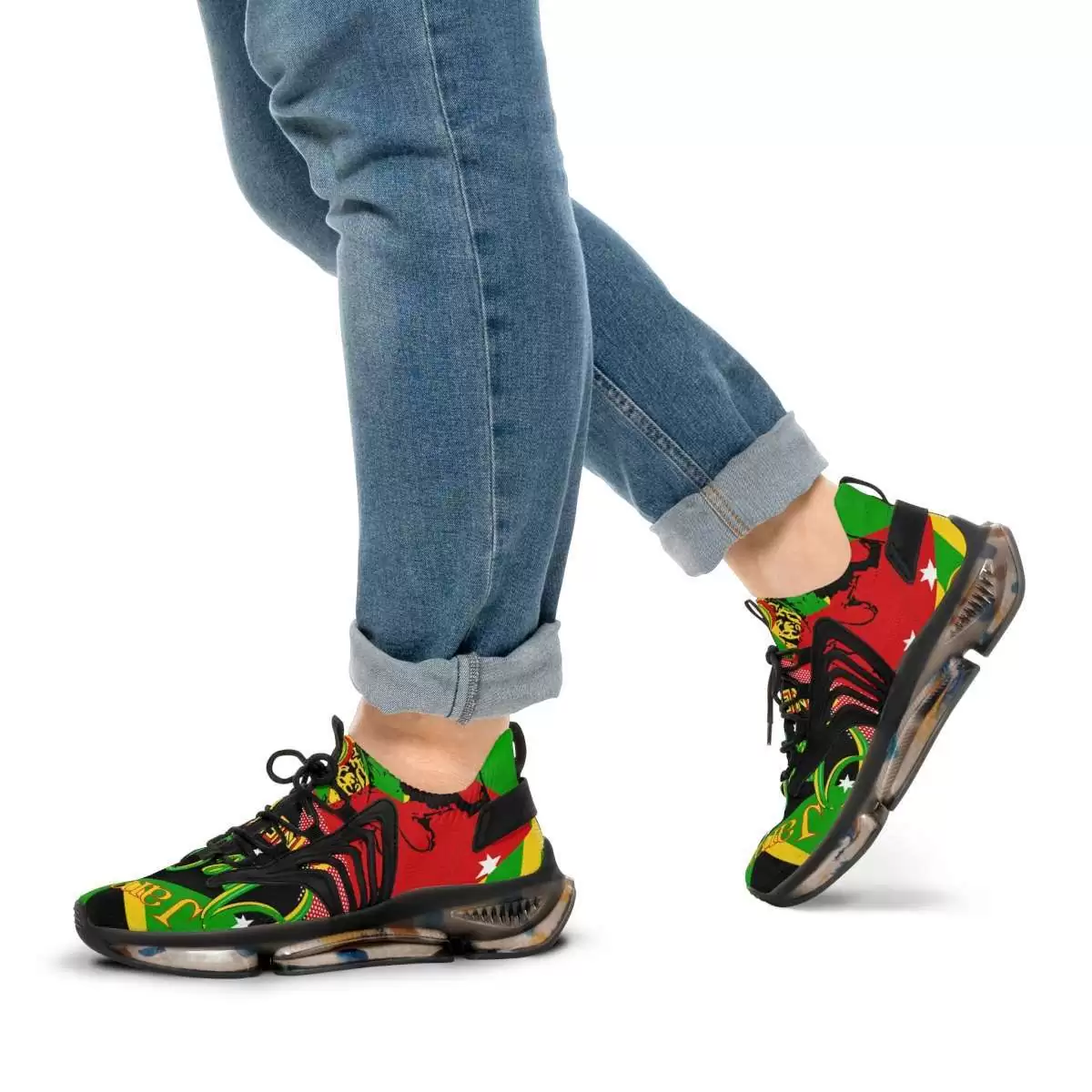 Rasta One Love Jamaica Men's Mesh Sports Sneakers - Image 10